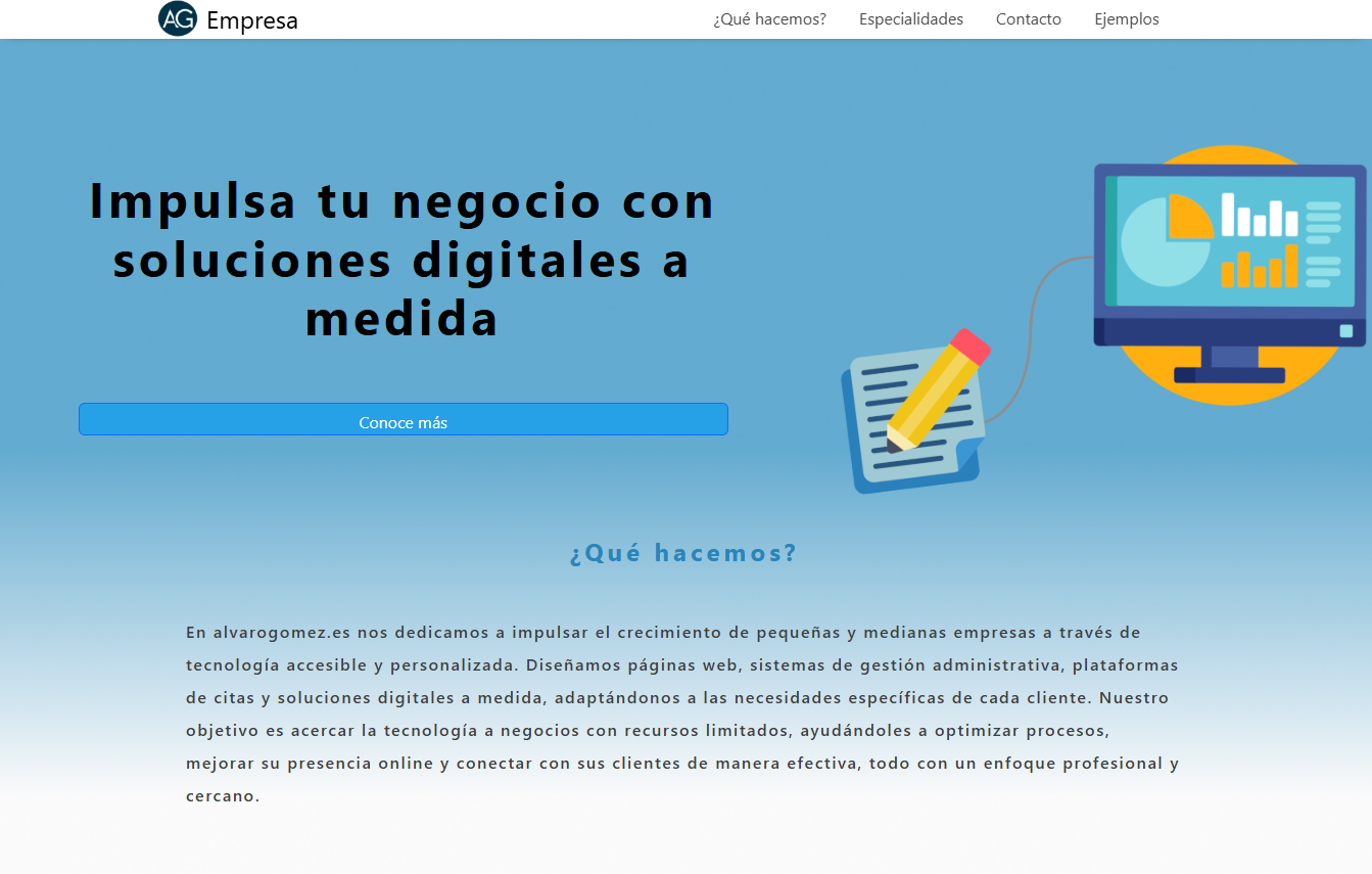 captura de pantalla de la web de mi empresa